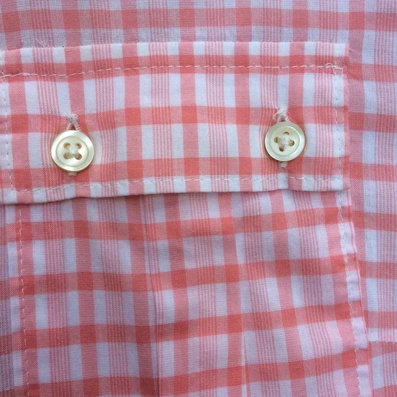 Banana Republic Gingham coral orange button down 100% cotton shirt XS - Picture 9 of 14